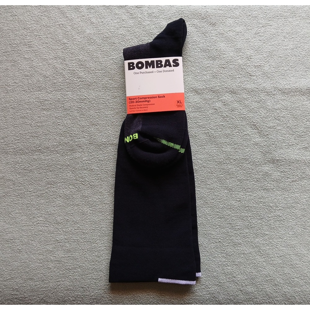 NWT Bombas Men's Sport Compression Knee High Socks (20-30mmHg) Onyx XL